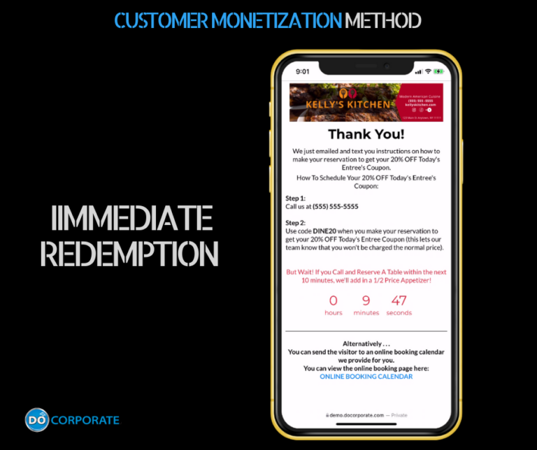 Dine In Demo Immediate Coupon Redemption