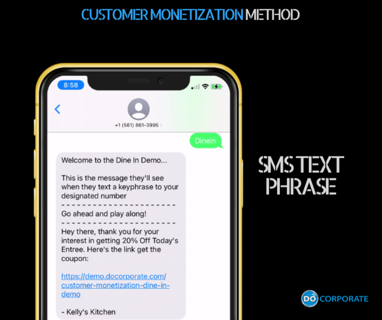 Dine In Demo SMS Text Phrase