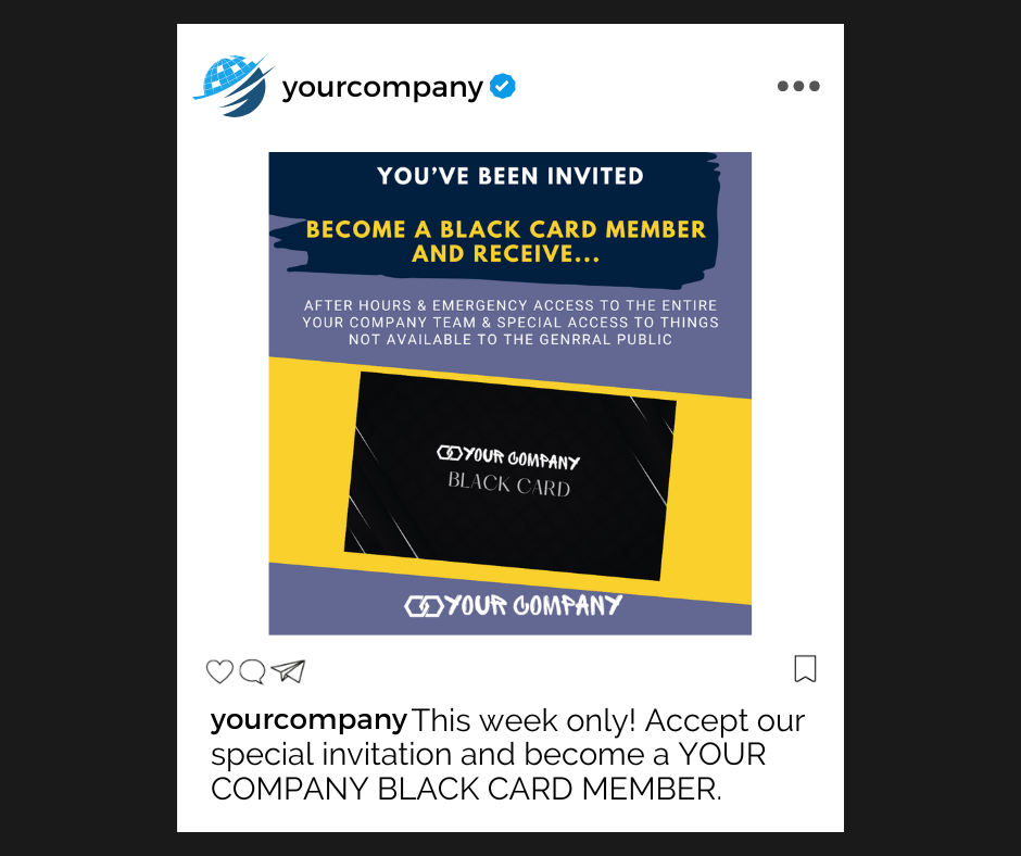 Instagram Black Card Invite